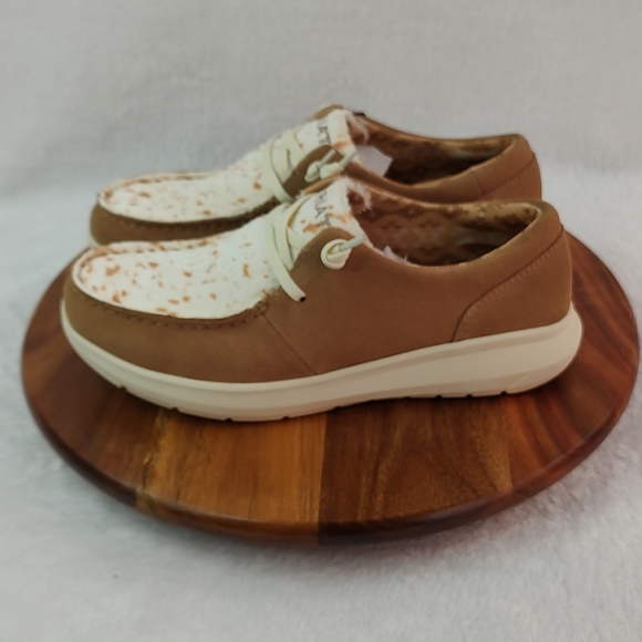 Ariat Women’s Slip On Shoes Cow Hair On Hide Top Suede Sides 10044589 - Picture 4 of 8